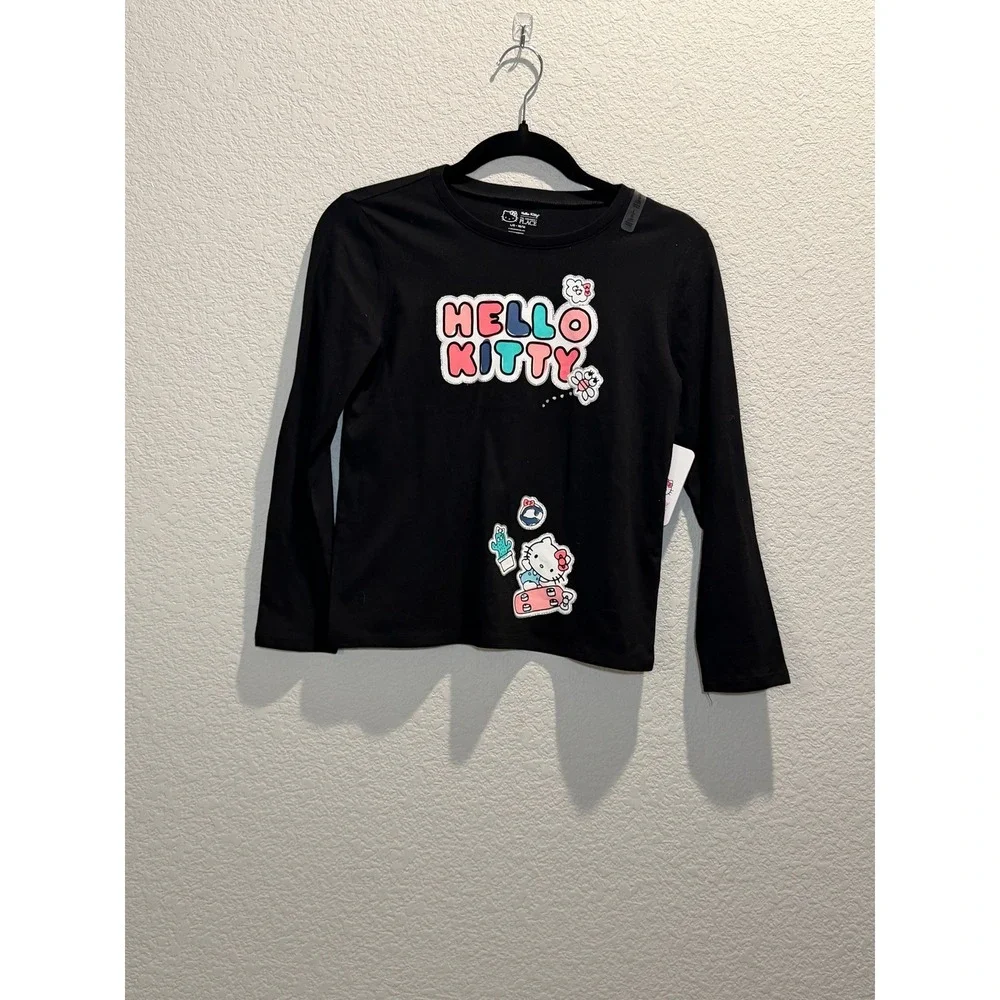 The Children's Place Kids Hello Kitty Graphic‎ Long Sleeve Tee Black Size 10/12